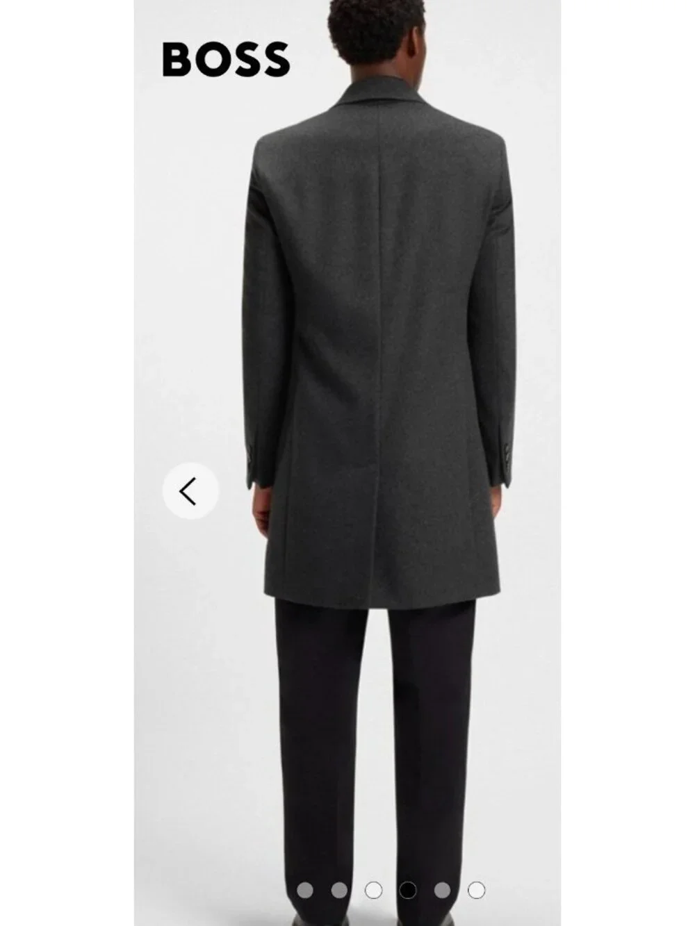 Hugo Boss Cashmere Wool Coat Mens 38R Gray Slim Fit Overcoat Luxury